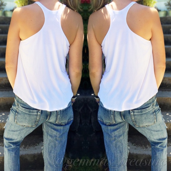 Racer Back Basic White Tank - Picture 3 of 4